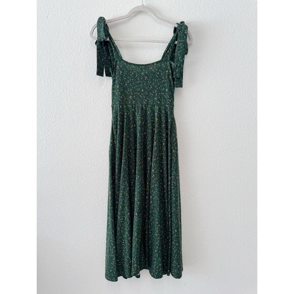 Reformation Edita Knit Dress Coriander Green Floral Tie Strap Midi Size XS - Picture 3 of 5